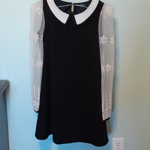 Black and lace midi dress